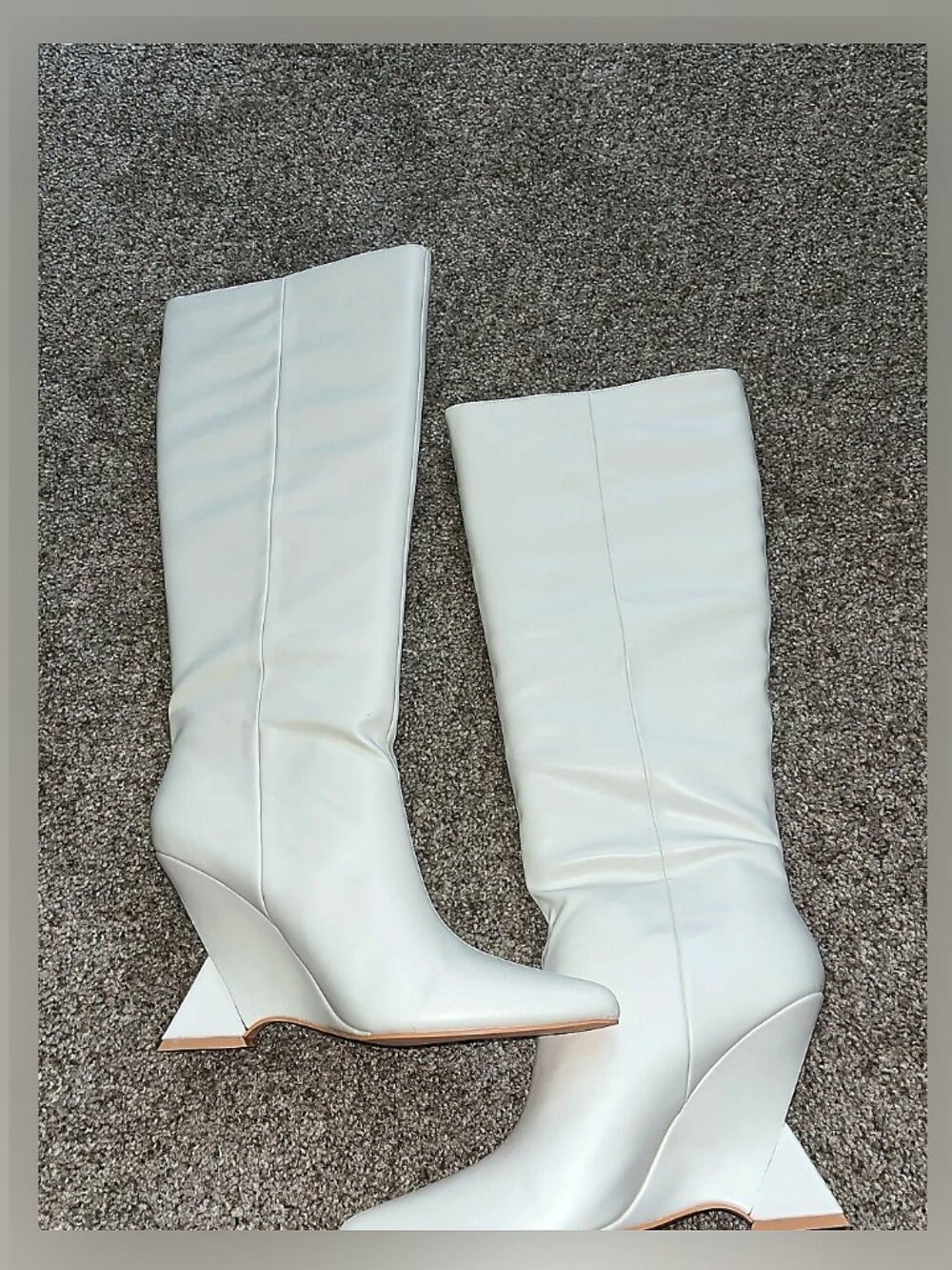 Cream Knee High Boots